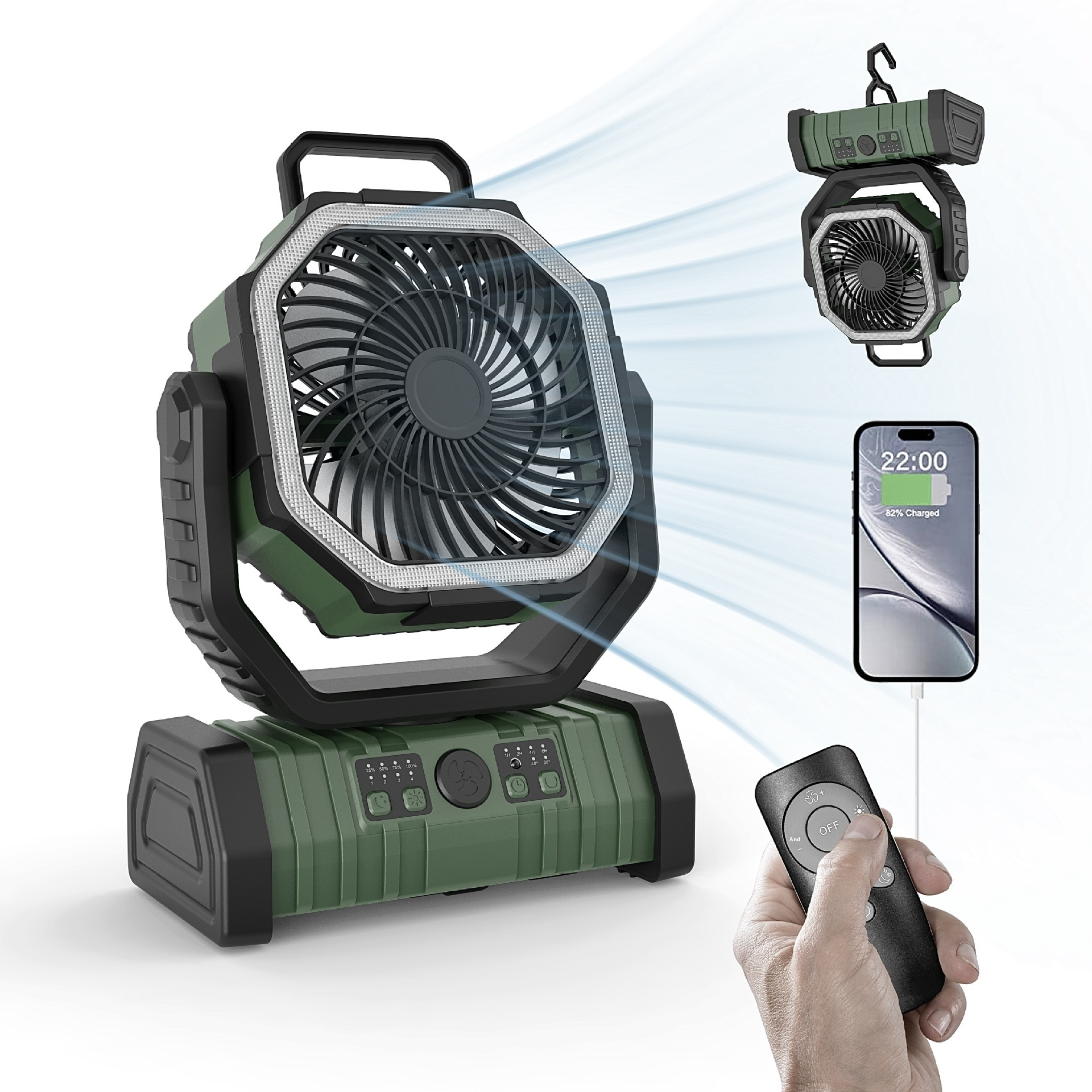 The Hoover Outdoor Household Power Bank LED Light Camping Fan